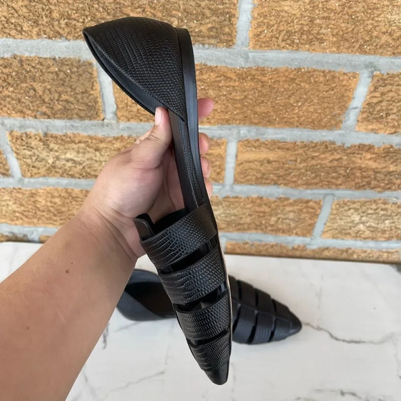 Vince Black Neves Lizard-embossed Leather Flats 8M - Picture 10 of 11